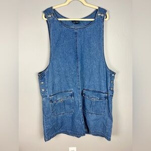 VINTAGE 90s Y2K Denim Overall Dress Size XL Blue Pockets Casual Summer Gardening